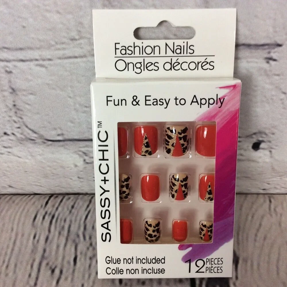 Sassy+Chic Glue-on Nails 2Sets 24pcs Glue NOT Included Watermelon & Animal Print